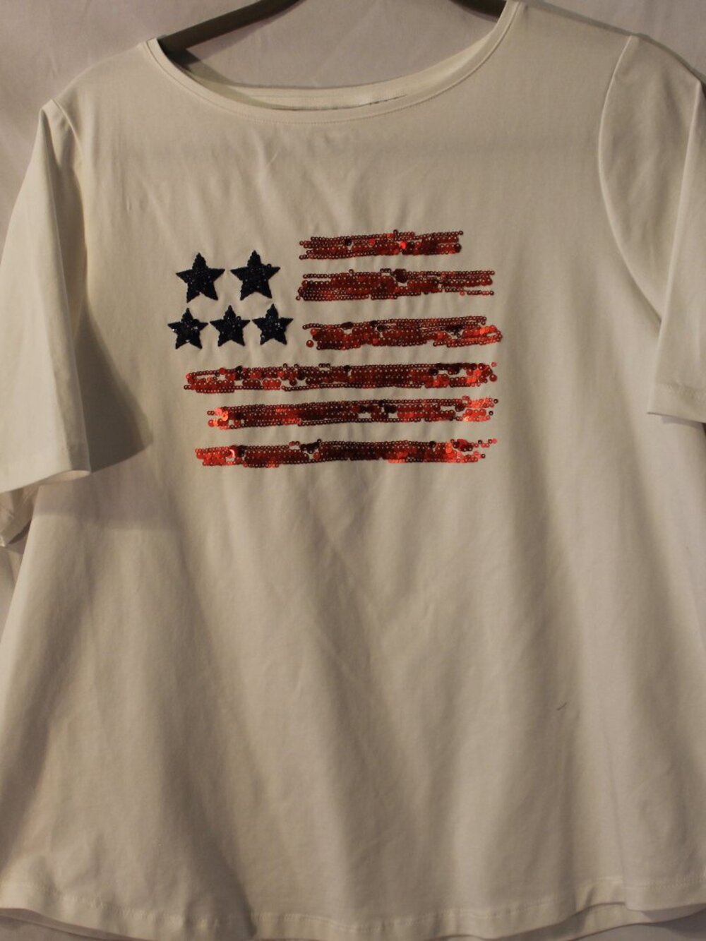 Chico's Tee w/ Sequin American Flag Design